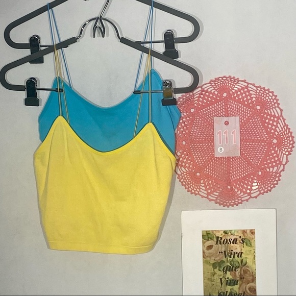 Charlotte Russe Bungee Strap Ribbed Cropped Camis Set of 2 Large - Picture 2 of 8